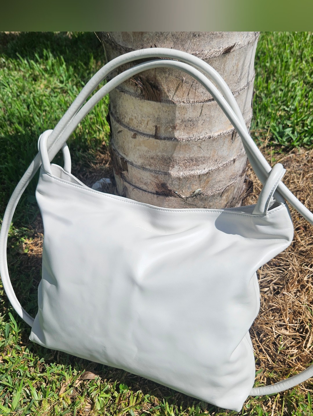 Grivani White Leather Handbag, See Pics, Scuff On Back, Grivani Shoulder Bag